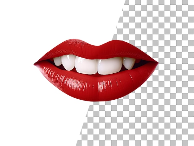 PSD a photo of a woman's mouth with red lipstick.