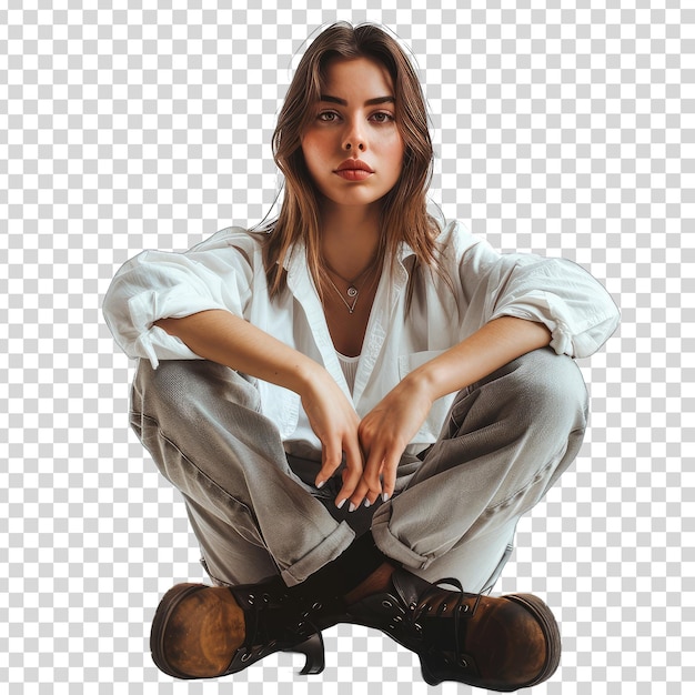 PSD a photo of a woman with a white shirt that says quot shes a girl quot