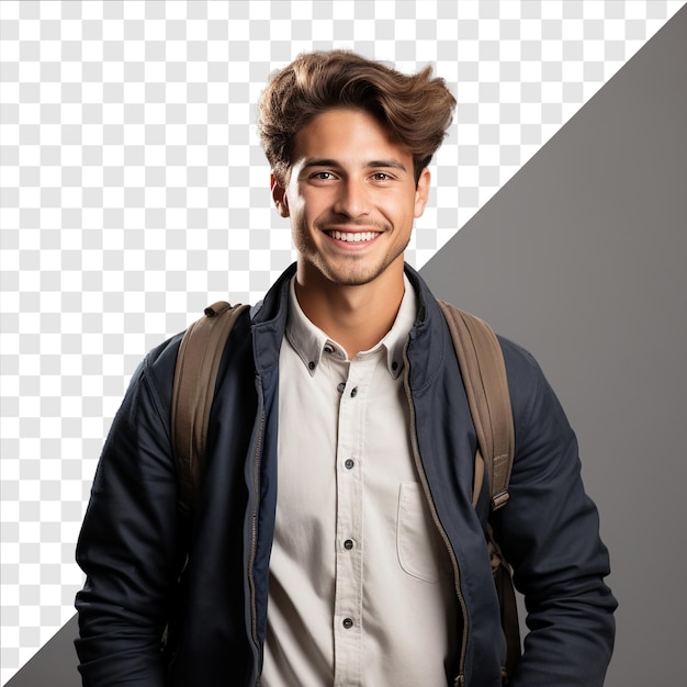 PSD photo of a young student on transparent background