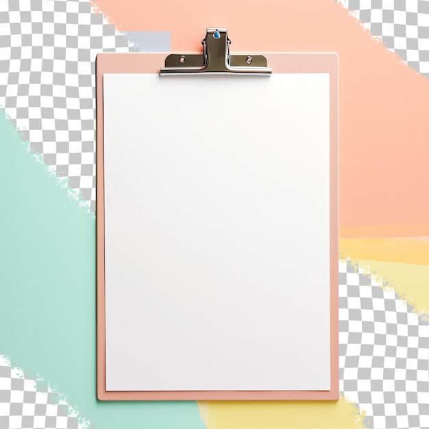 Una fotografia di un clipboard su uno sfondo trasparente dello studio