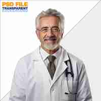 PSD photograph hyper realistic medical scientist doctor smiling isolated on transparent background