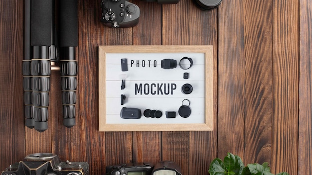 Workshop di fotografo con mock-up di cornice