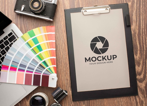 Workshop fotografico con appunti mock-up