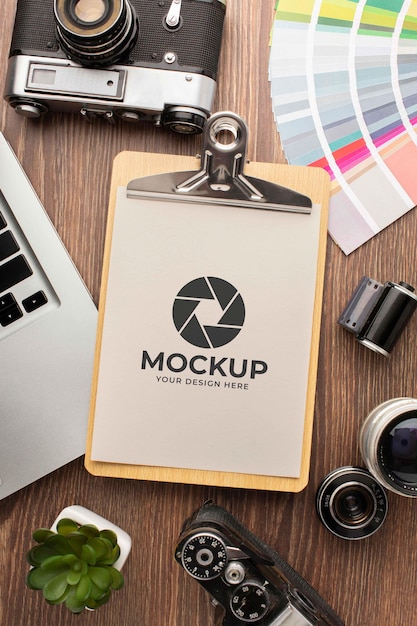 photographer workshop with mock-up clipboard