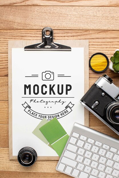 Workshop fotografico con appunti mock-up