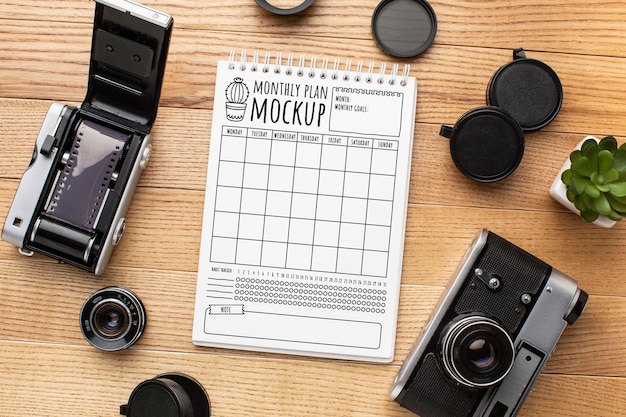photographer workshop with notebook mock-up