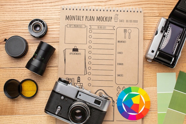 PSD photographer workshop with notebook mock-up