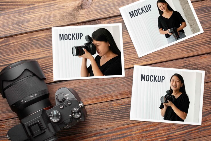 PSD photographer workshop with photos mock-up