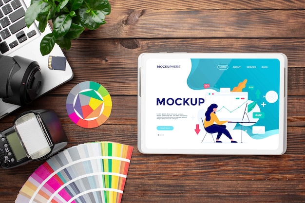 PSD タブレットモックアップの写真家ワークショップ