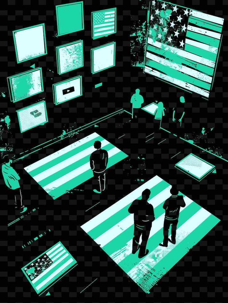 PSD a photography exhibition scene with people viewing photos am creative illustration idea designs
