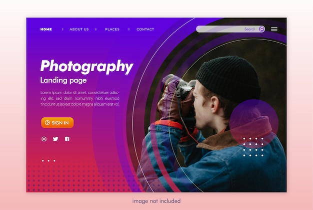 Photography landing page website template