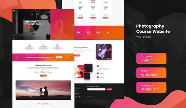 Photography online course landing page website template