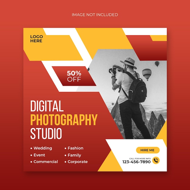 Photography service social media post and promotion web banner template