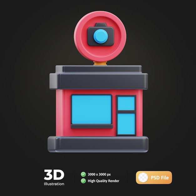 Photography studio 3d illustration