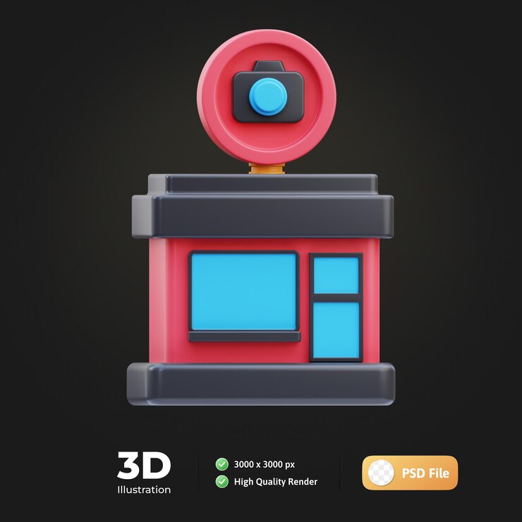 PSD photography studio 3d illustration