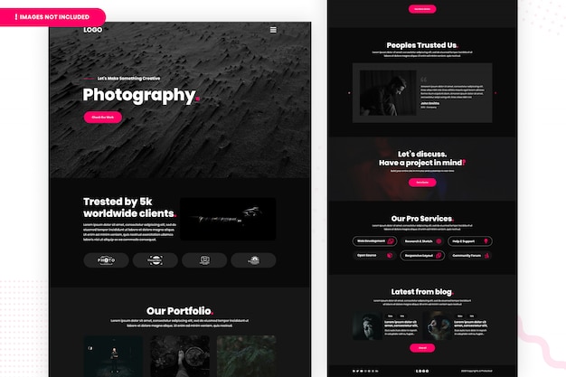 Photography website page template