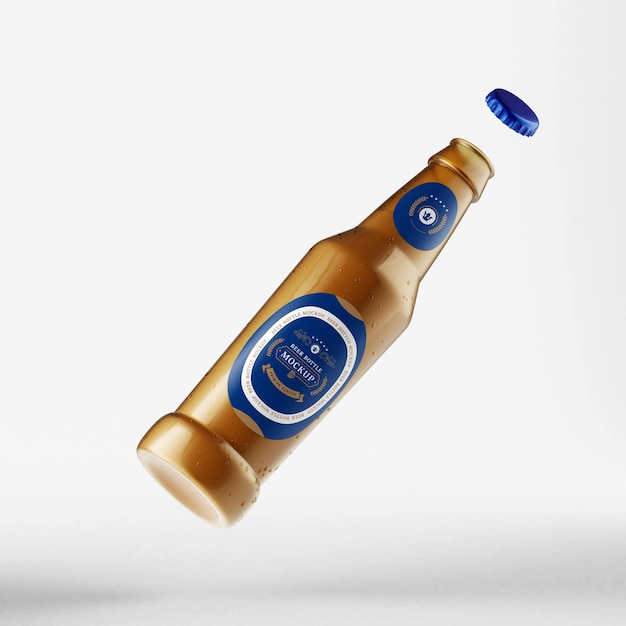 PSD photorealistic beer bottle mockup