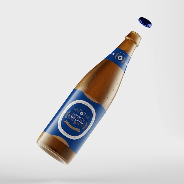 PSD mockup di bottiglia di birra fotorealistico
