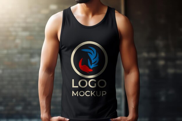 PSD photorealistic black tank top mockup