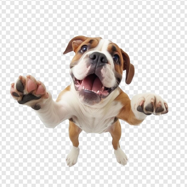 PSD cane fotorealistico a tutta lunghezza che sorride per un selfie in piedi su uno sfondo trasparente psd