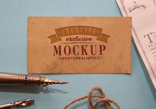 Photorealistic Logotype Mockup In Vintage Style