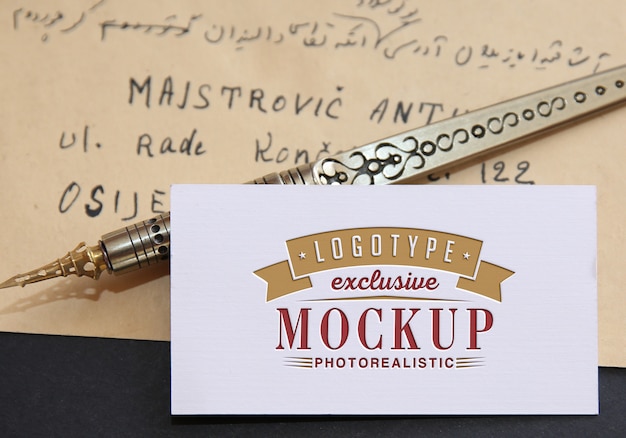 Photorealistic Logotype Mockup In Vintage Style