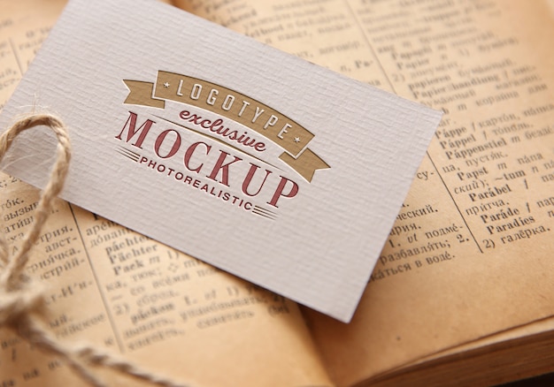 Photorealistic logotype mockup in vintage style