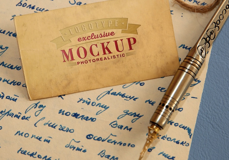 PSD photorealistic logotype mockup in vintage style
