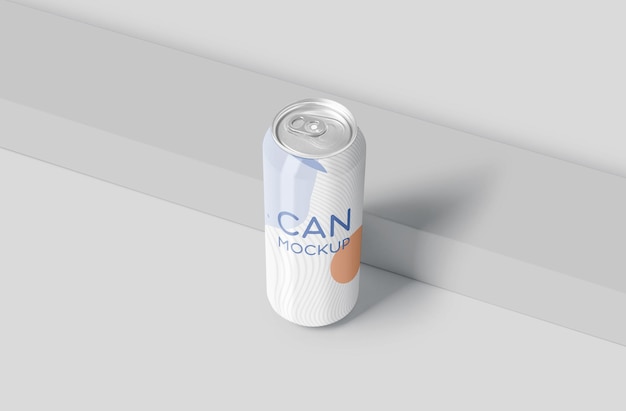 PSD photorealistic soda can mockup round size