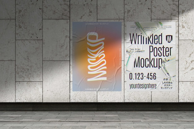 photorealistic wrinkled poster mockup