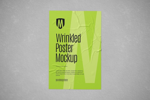 PSD photorealistic wrinkled poster mockup