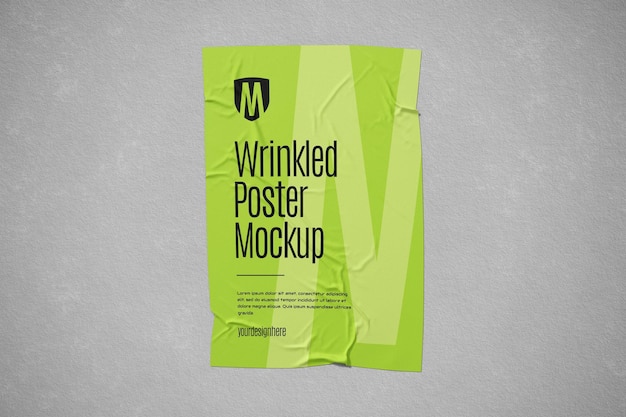 Photorealistic wrinkled poster mockup