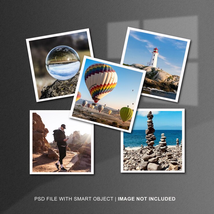 PSD photos frame collage and digital photo wall template