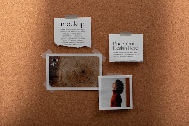 photos mockup on cork board