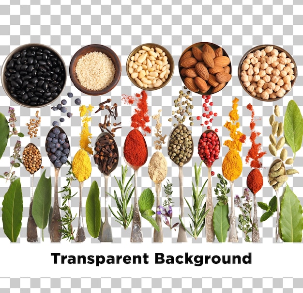 photos of spices on plain background and other natural ingredients