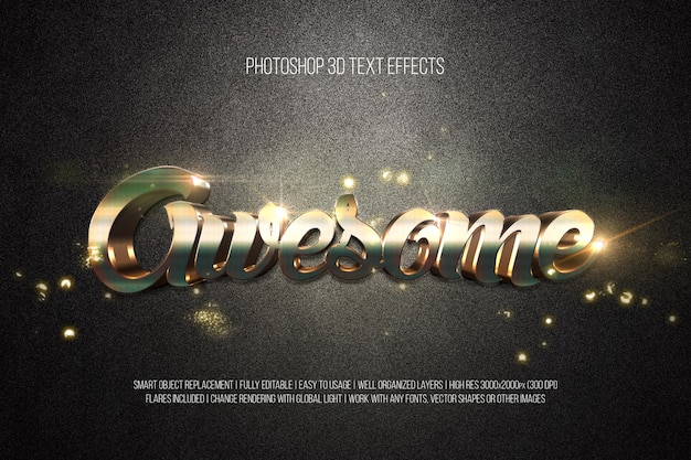 PSD photoshop 3d text effects awesome