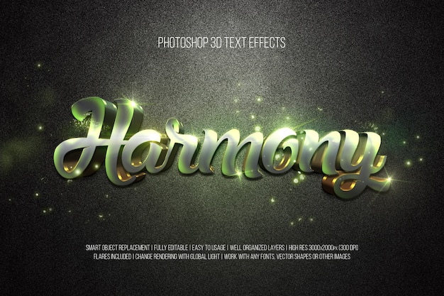 PSD photoshop 3d text effects harmony