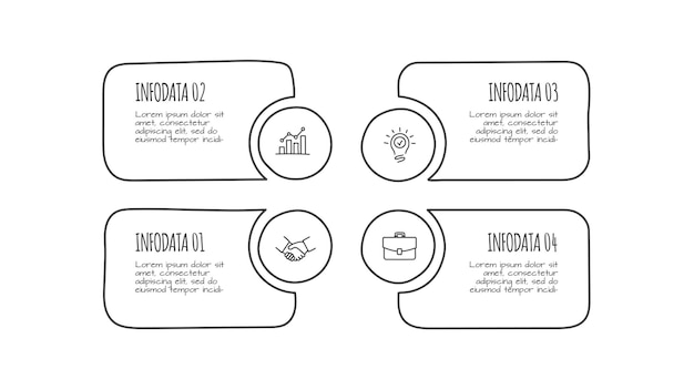Photoshop doodle abstract infographic template with 4 steps Hand drawn icons