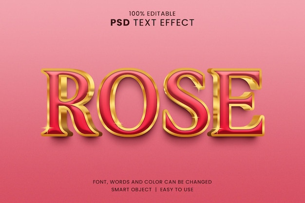 Photoshop Luksusowy Różany Efekt Tekstu 3d W Złotym Stylu
