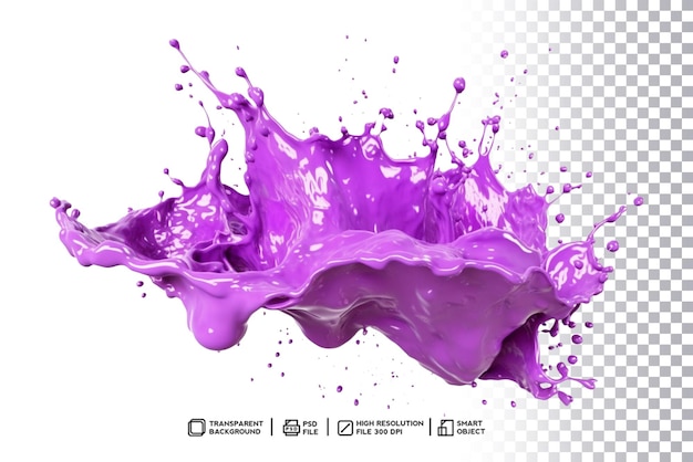 Photoshop purple liquid burst splash without background