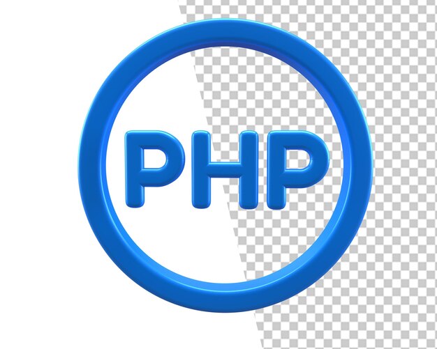 PSD php コードの青いアイコン 3 d レンダリング