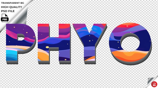 PSD phyo typography flat colorful text texture psd transparent