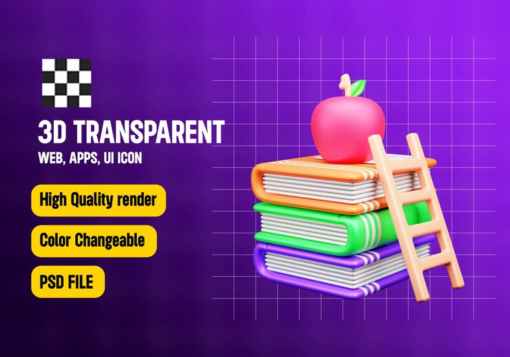 PSD physics book 3d icon or library 3d icon