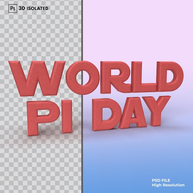 Pi day 2022 lettering rendering 3d isolato premium