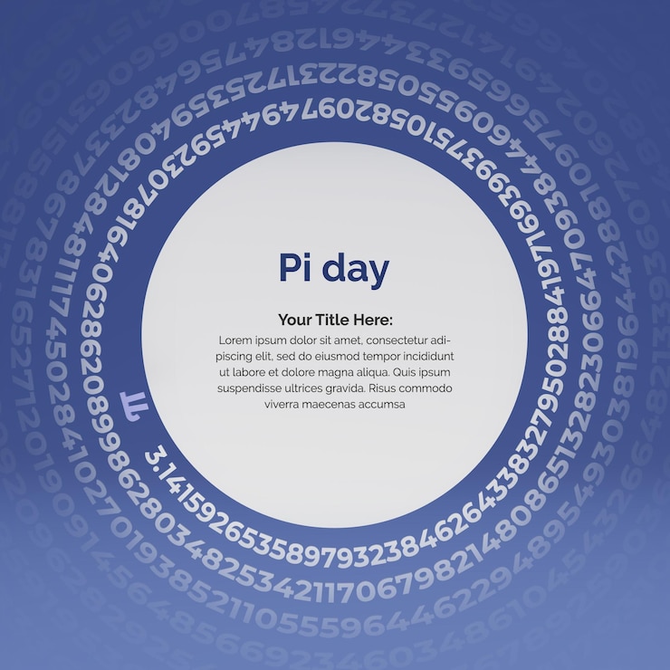PSD pi day post design with round text effect on blue background