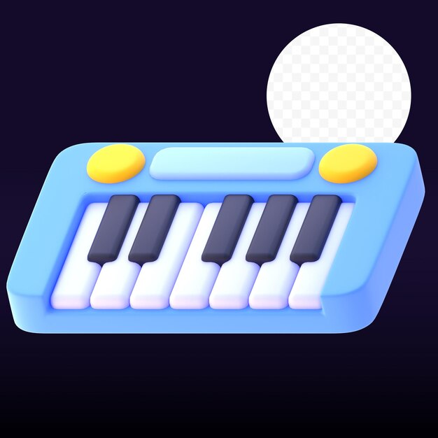 PSD piano in 3d rendered graphic