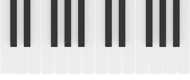 piano key top view music concept 3d rendering isolated on transparent background
