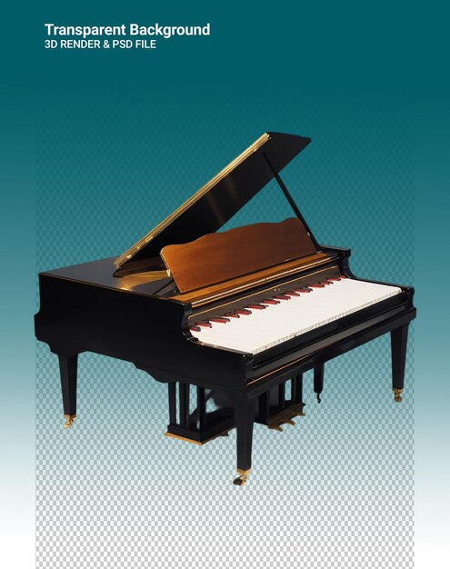 PSD a piano with a brown piano and a blue background