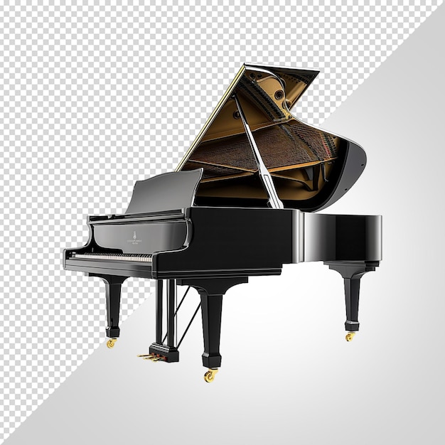 PSD a piano with a large silver handle and a black and white background