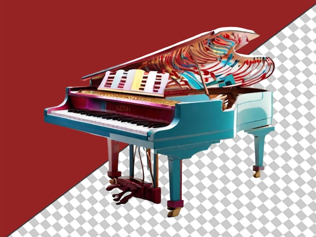 PSD piano z melodyjnymi symbolami na fali tęczy